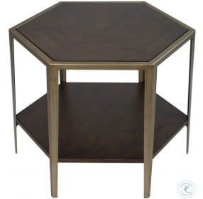 Alicia Deep Walnut and Brushed Champagne Accent Table