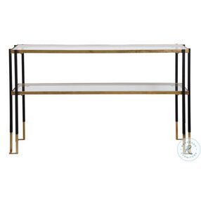 Kentmore Matte Black and Gold Leaf Console Table