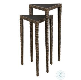 Samiria Dark Bronze and Luxe Gold Accent Table Set of 2