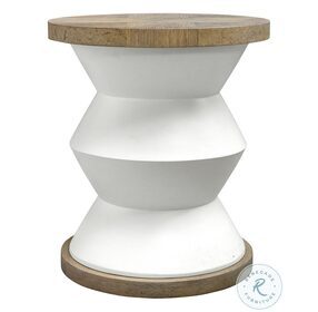 Spool Matte White and Honey Stain Side Table