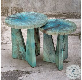Nadette Blue Green Side Table Set of 2