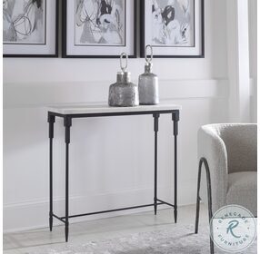 Bourges White Marble and Satin Black Console Table