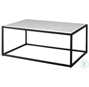 Vola White Marble and Satin Black Cocktail Table