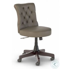 Fairview Washed Gray Leather Mid Back Tufted Adjustable Swivel Office Chair