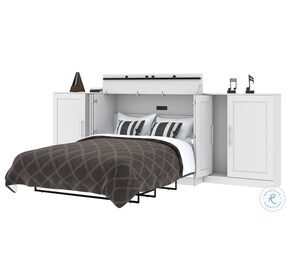 Pur White 133" Full Cabinet Bed With Mattress And Two 36" Storage Units