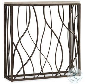 Melange Dark Satin Nickel Gray And With Marble Thin Metal Console Table
