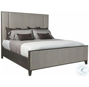 Linea Cerused Charcoal Queen Upholstered Panel Bed