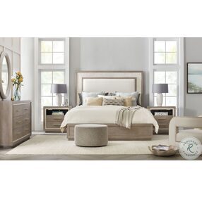 Rookery Beige And Gray Washed Oak And Textured Light Gray upholstered Panel Bedroom Set