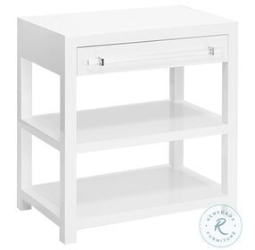Garbo Glossy White 1 Drawer Side Table