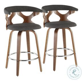 Gardenia Walnut And Charcoal Fabric Counter Height Stool Set Of 2