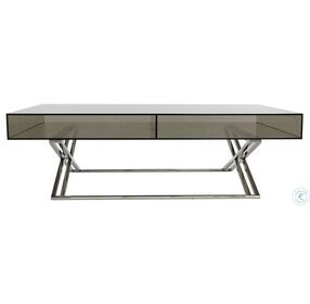 Gatsby Stainless Steel And Smoked Glass Top Cocktail Table