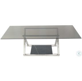 Gatsby Stainless Steel And Smoked Glass Top 78" Dining Table