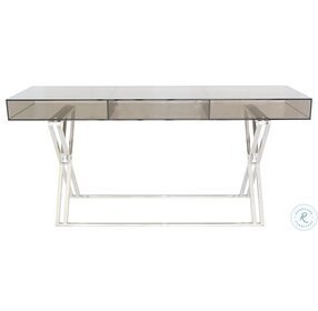 Gatsby Stainless Steel And Smoked Glass Top Sofa Table