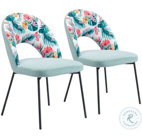 Bethpage Multicolor Print And Green Adjustable Dining Chair Set Of 2