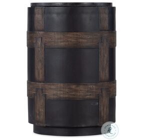 Burbank Black Marble And Dark Brown Round Accent Table