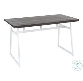 Geo Vintage White Metal And Espresso Wood Dining Table