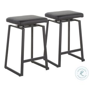 Geo Black Upholstered Counter Height Stool Set Of 2