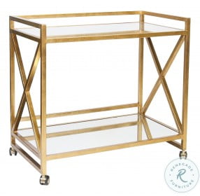 Gerard Gold Leaf And Mirrored Shelves X Bar Cart