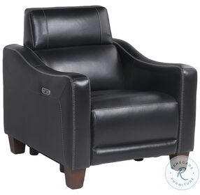Giorno Midnight Leather Power Recliner with Power Headrest And Footrest