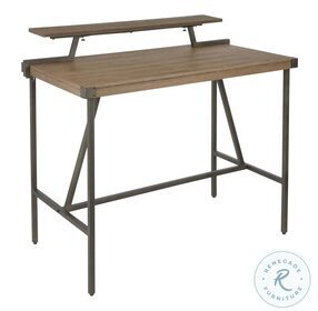 Gia Antique Metal And Brown Bamboo Counter Height Dining Table