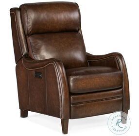 Stark Cozy Brown Brindisi San Marco Leather Power Recliner With Power Headrest