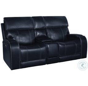 Glenwood Rainer Ocean Lay Flat Power Reclining Console Loveseat with Power Headrests and Power Lumbar