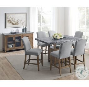 Grayson Gray Marble And Dusty Honey Counter Height Dining Room Set