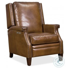 Collin Brown Leather Power Recliner With Power Headrest