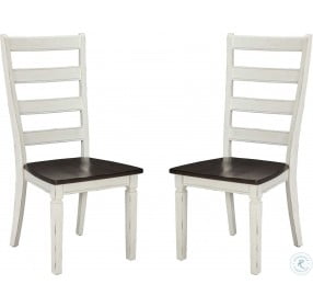 Glennwood Rubbed White and Charcol Ladder Back Side Chair Set of 2