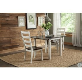 Glennwood Rubbed White and Charcoal Drop Leaf Dining Room Set