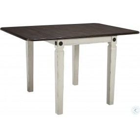 Glennwood Rubbed White and Charcol Drop Leaf Extendable Dining Table