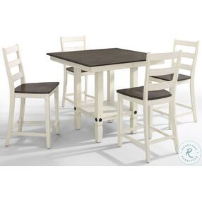 Glennwood Rubbed White and Charcoal 42" Square Gathering Dining Room Set