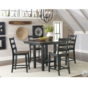 Glennwood Rubbed Black and Charcoal Square Gathering Dining Room Set