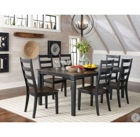 Glennwood Rubbed Black and Charcoal Extendable Dining Room Set