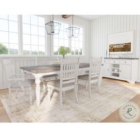 Valley Ridge Distressed White And Rustic Gray Leg Dining Room Set