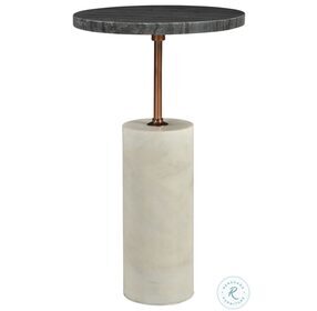 Dusk Dark Gray And White Marble Accent Table