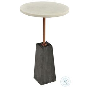 Dawn White And Dark Gray Marble Accent Table