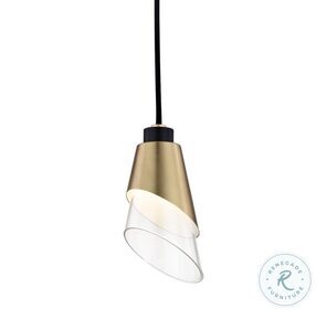 Angie Aged Brass and Black 1 Light Pendant