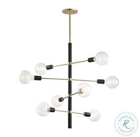 Astrid Aged Brass and Black 8 Light Chandelier