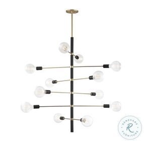 Astrid Aged Brass and Black 12 Light Chandelier