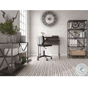 Freedan Grayish Brown and Black 36" Home Office Set with Beauenali Black 35" Desk Chair