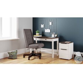 Dorrinson White and Brown Home Office Set