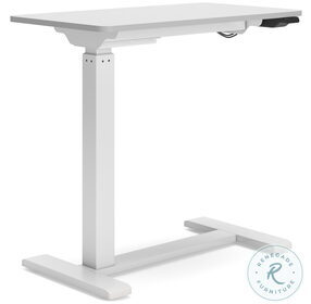 Lynxtyn Taupe And White Adjustable Height Side Desk
