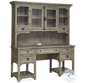 Tinley Park Dovetail Grey Desk with Hutch