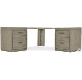 Linville Falls Soft Smoked Gray Corner Desk with Two File Cabinet