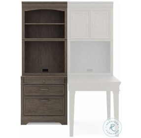 Janismore Weathered Grey Bookcase With Hutch