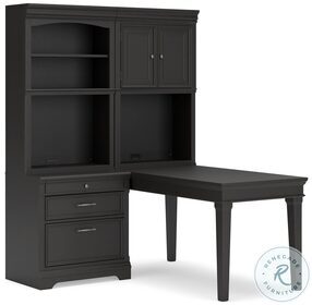 Beckincreek Black Desk With Single Bookcase And Hutch