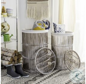 Libby White Rattan Laundry Basket With Liner