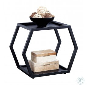 Halo Beehive Honeycomb Midnight Black Stacking Table