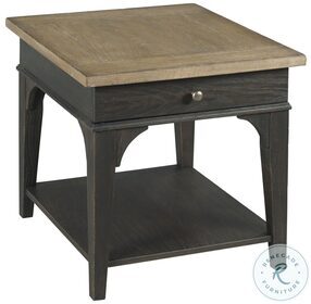 Hancock Vintage Natural And Rubbed Through Black Rectangular Drawer End Table